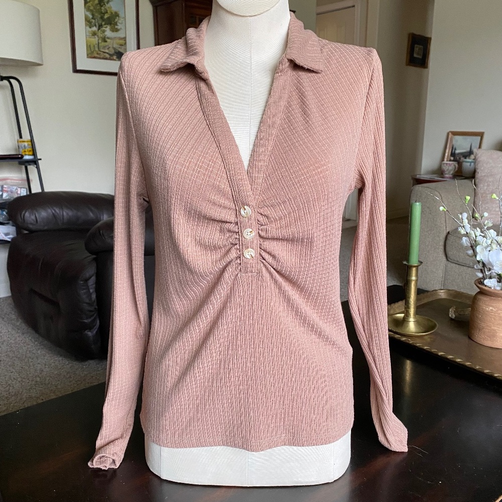 Angels Forever Young Long Sleeve Henley Women’s SZ Sm Shirt